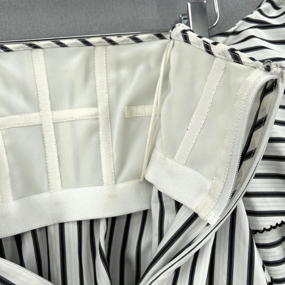 CAROLINE CONSTAS Carmen Tiered Off the Shoulder Top Womens XS White Black Stripe - Picture 14 of 16